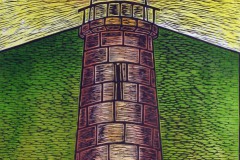 Sobreviviendo a la noche. Linografia manipulada /papel manufacturado